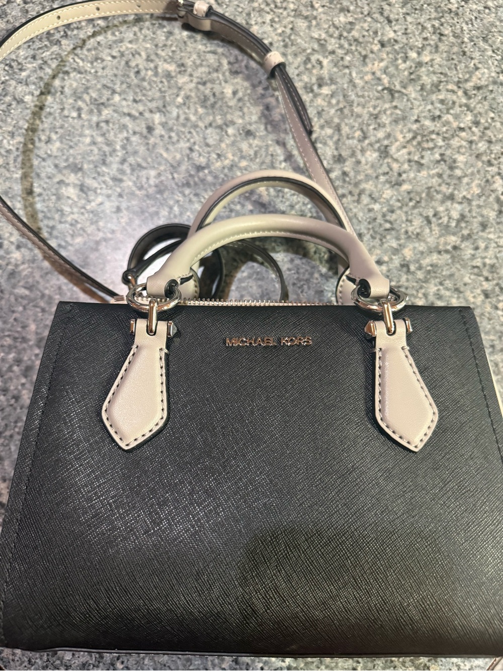 Michael Kors Black Satchel with Cream Handles